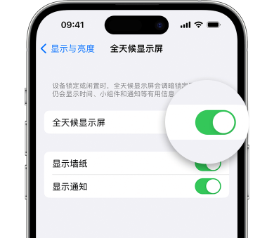 巨鹿苹果15预约维修分享iPhone15如何设置全天候显示屏幕可见 